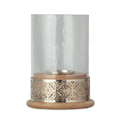 Glass Candle Holder with Intricate Base, Elegant Centerpiece for Living Room or Dining Table, Stylish Decor for Indoor Use, Small