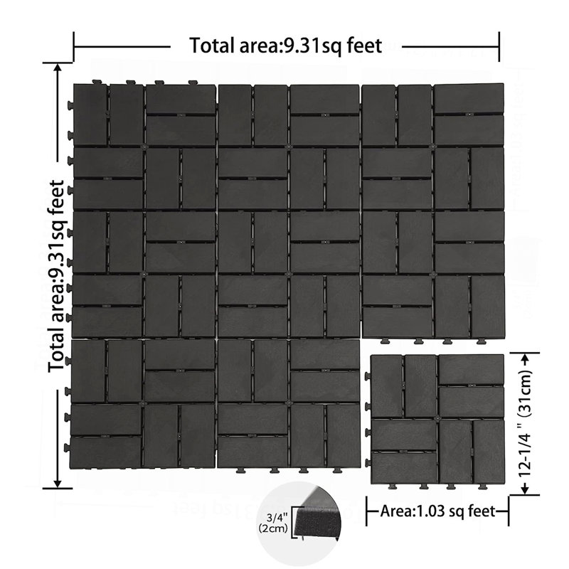 Carreaux de terrasse à verrouillage, Gris