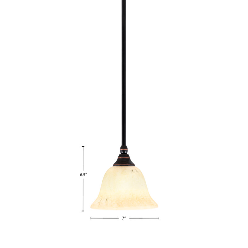Mini-luminaire suspendu avec tige en verre de marbre italien de 7 po, Cuivre noir
