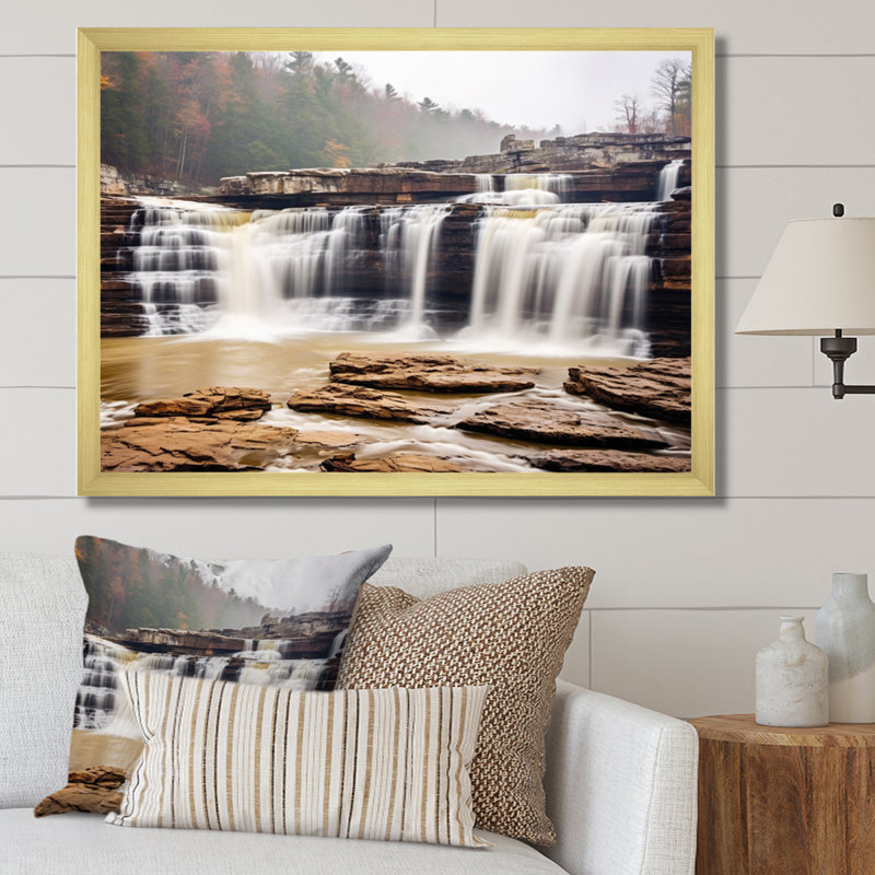 Alabama Water Cascades Beauty I - impression, H 30 po x l 40 po x P 1,5 po, Encadrement doré