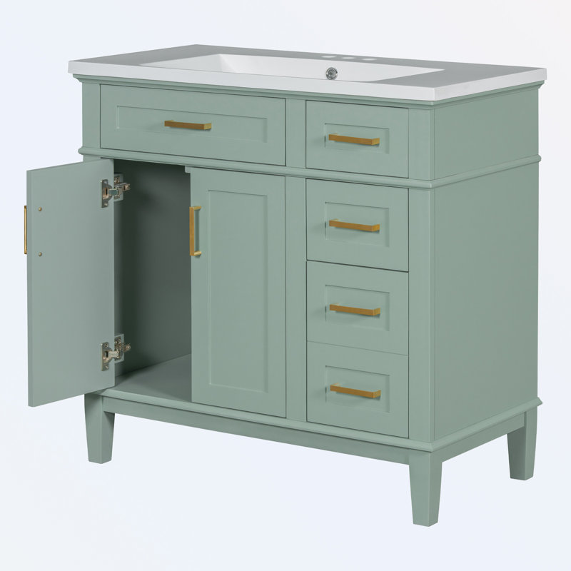 Armoire de salle de bain autoportante, Vert