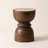 17.7'' Tall Round Marble Top End Table, Drink Table with Solid Mango Wood Pedestal Base