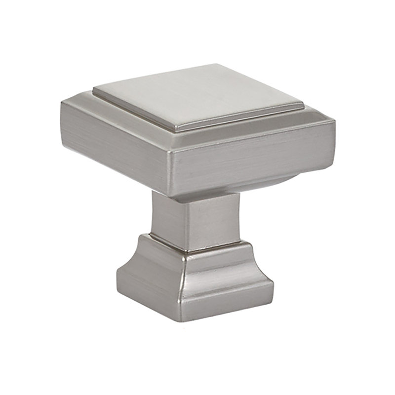 Emtek Geometric Square Cabinet Knob 1-1/4", Satin Nickel, 1.625" H x 1.625" W x 1.38" D