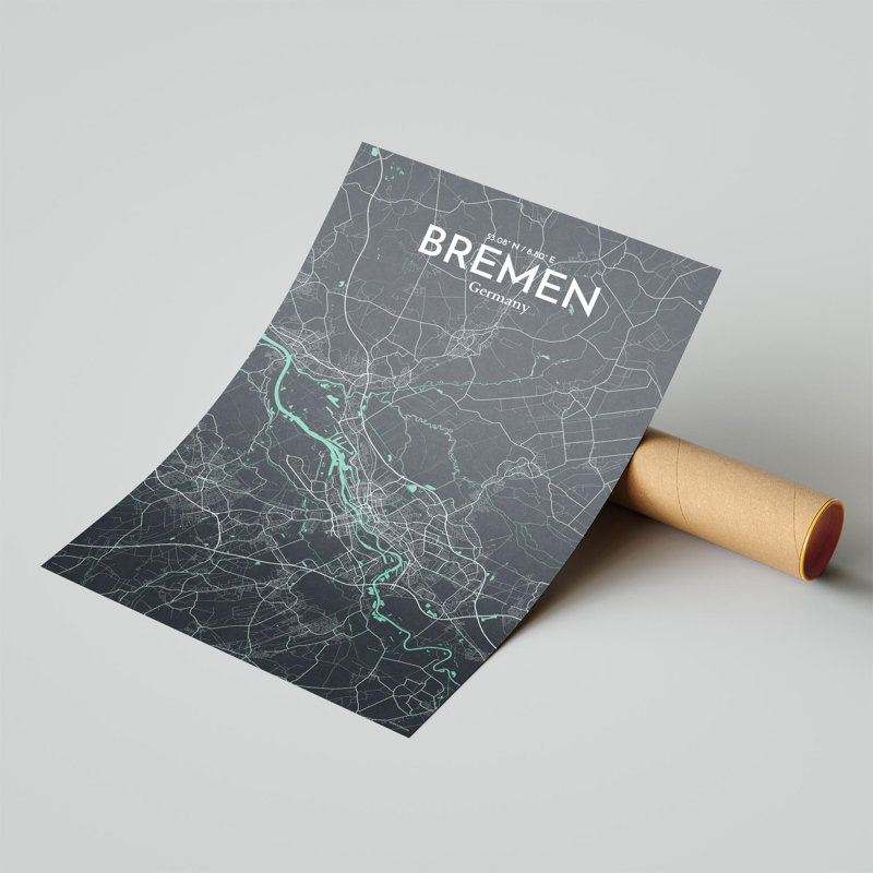 Bremen City Map, impression, H 17 po x l 11 po x P 0,05 po, Rêve