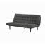 Canapé futon gris foncé avec capitonnage biscuit et appui-tête réglable, convertible en méridienne ou en lit pour un confort polyvalent