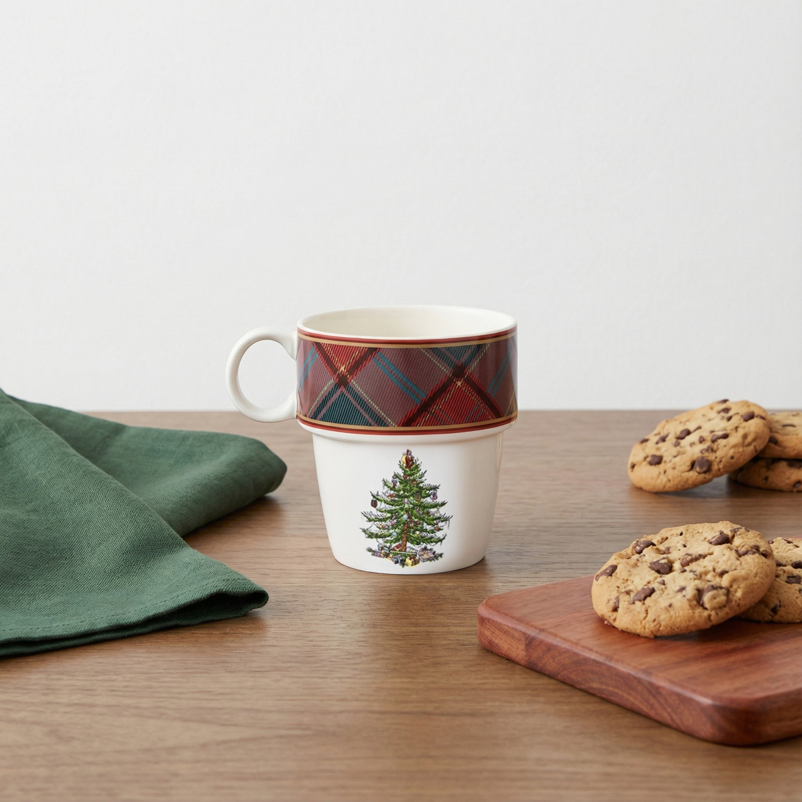 Christmas Tree TARTAN STACKING MUGS S/4