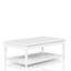 Table basse à finition blanche avec 2 tiroirs de rangement et un tiroir en bois massif