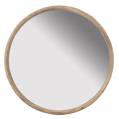 28" Round Wood Mirror