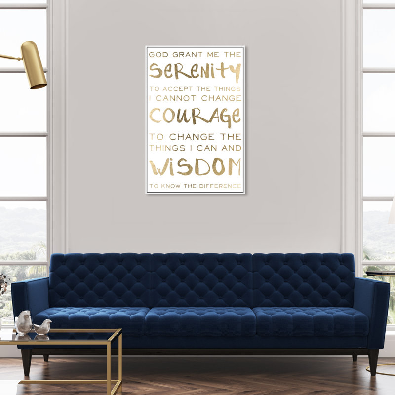 Serenity " Serenity Prayer And Courage Motivation ", White Framed, 37" H x 25" W