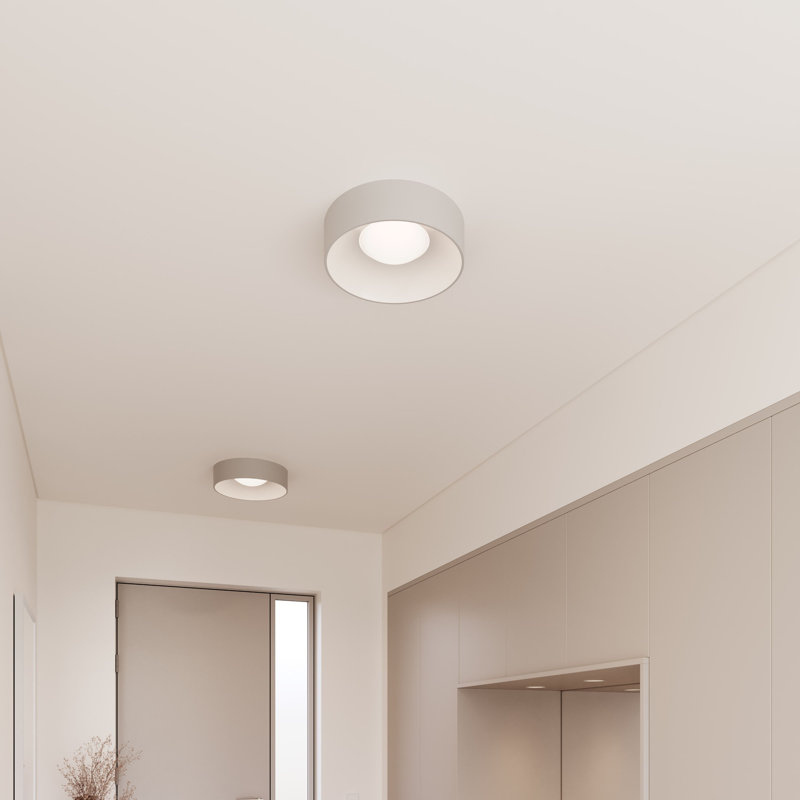 Ilios 1 - Light LED Flush Mount, 4.5" H x 14" W x 14" D, Satin White