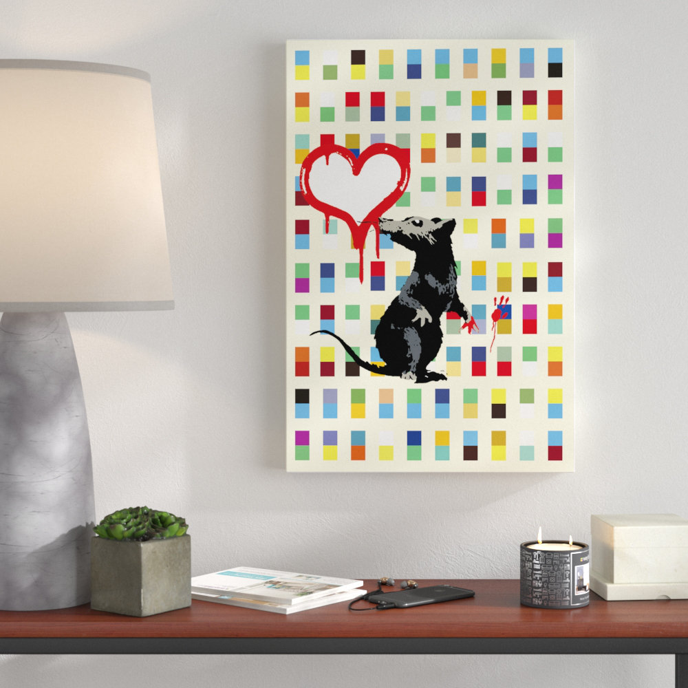 Retro Rat by Banksy - Wrapped Canvas Print