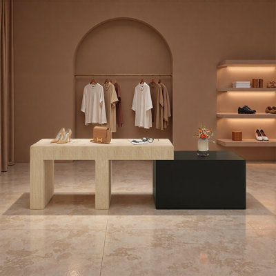 Table de présentation beige double couche