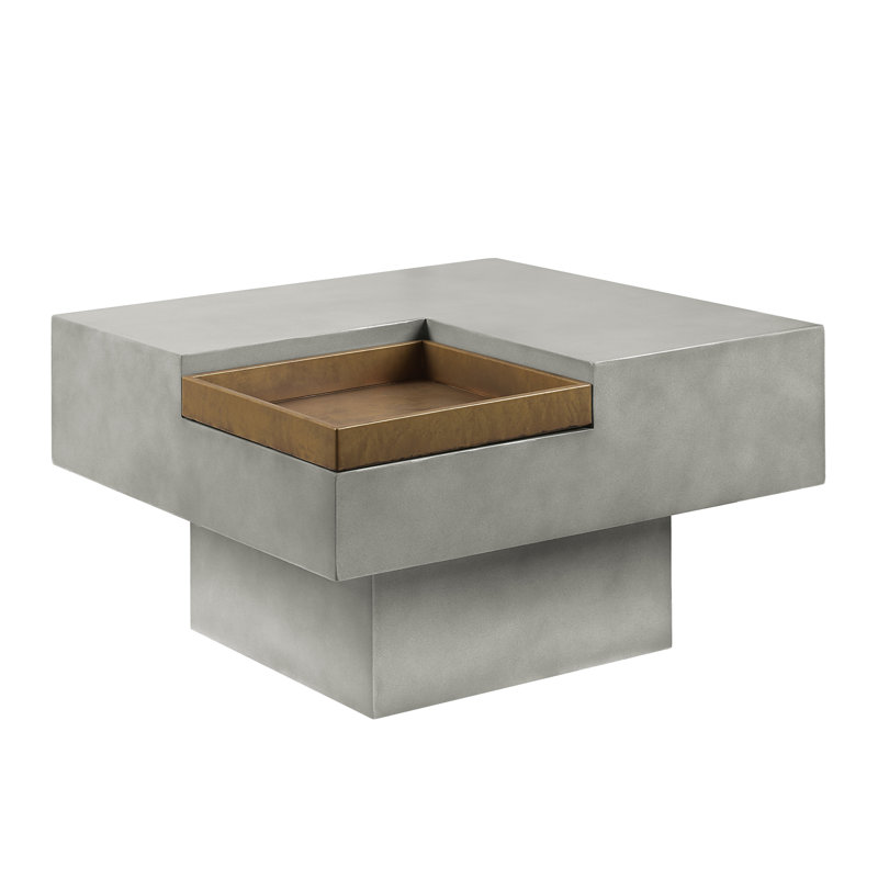 Table basse à piédestal Kailano, H 17,45 po x l 32,45 po x P 32,45 po, Gris