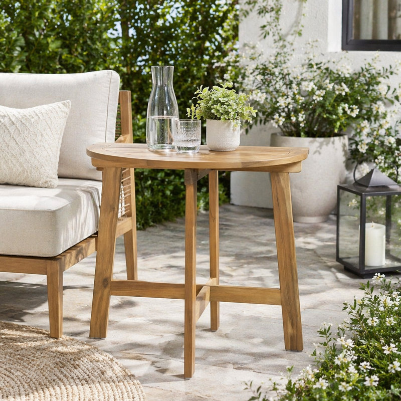Half-Round Folding Acacia Wood Bistro Table