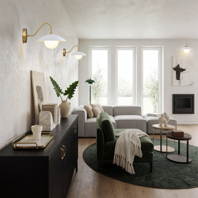 Dome Wall Sconce with Milk Glass Globe