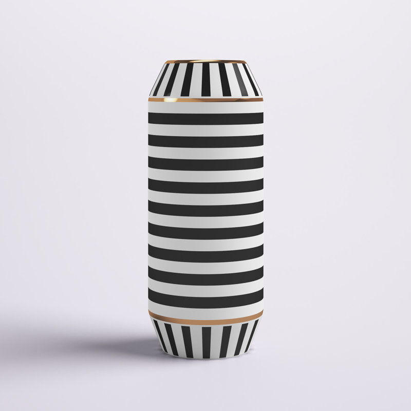 Vase de table en céramique 15,65 "noir / blanc Dion