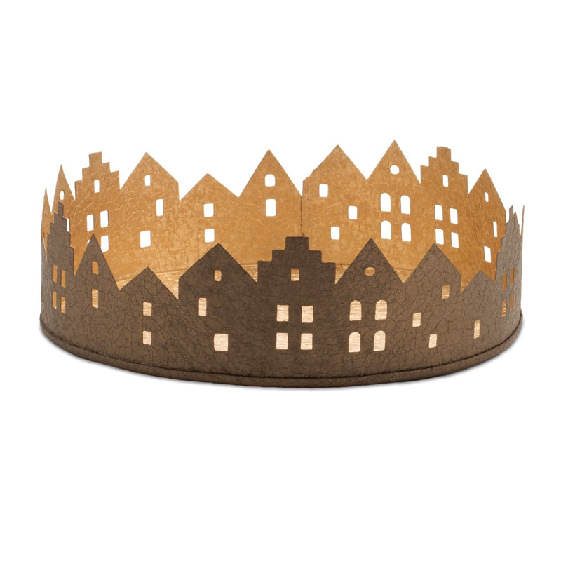 Cut Metal Village Candle Holder 9.75"D