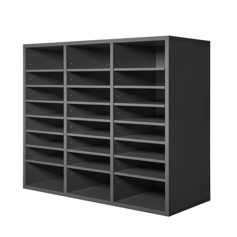 Organisateur de documents, boîte aux lettres de bureau à 24 compartiments avec tablettes réglables, trieur de boîtes aux lettres en bois, panneau de fibres à densité moyenne, rangement pour les dossiers, documents et papiers