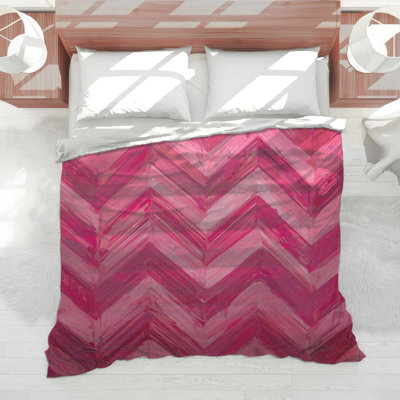 Édredon zigzag rose à chevrons