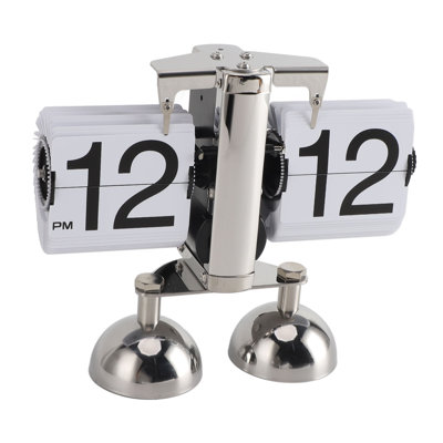 Horloge de bureau rétro numérique à affichage rabattable, mécanique, à piles, décoration pour la maison ou le bureau, 2 pieds, format 12 heures, blanche