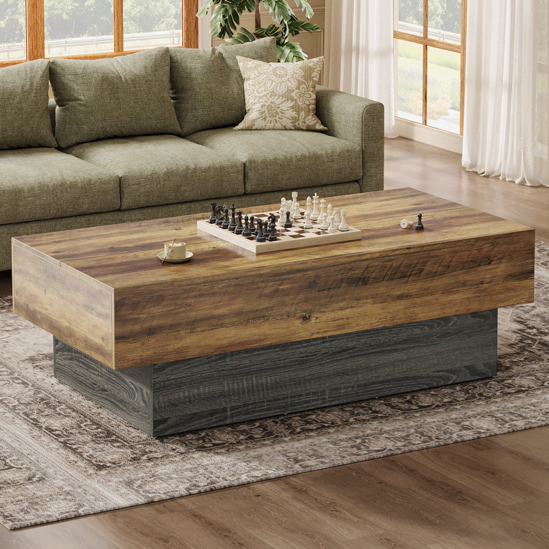 55.12" W Manufactured Wood Coffee Table, Brown/Gray