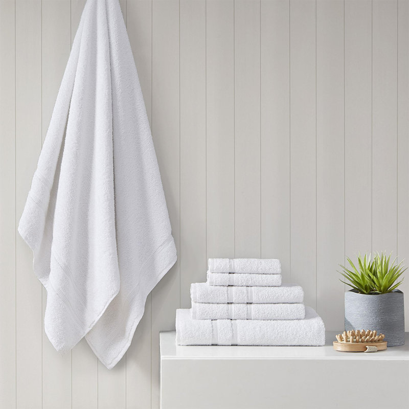  ensemble de serviettes 100% coton turc doux et absorbant, Ensemble 6 serviettes de bain, Blanc