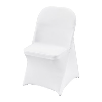 50-Pack Universal White Stretch Spandex Folding Chair Covers - Premium Elastic Slipcovers for Weddings, Banquets & Events