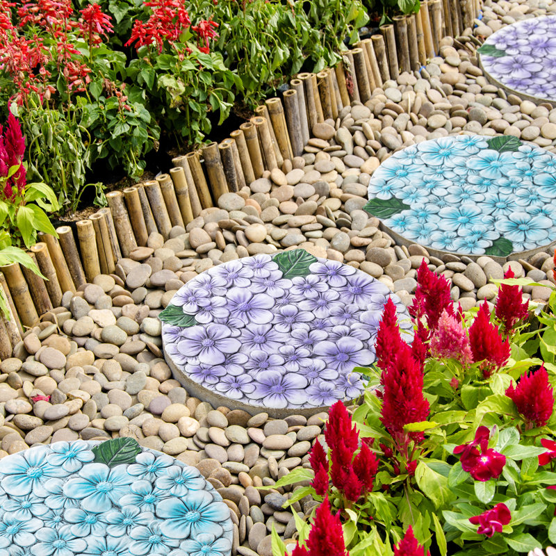 Tremplin de jardin avec texture d'hortensia coloré