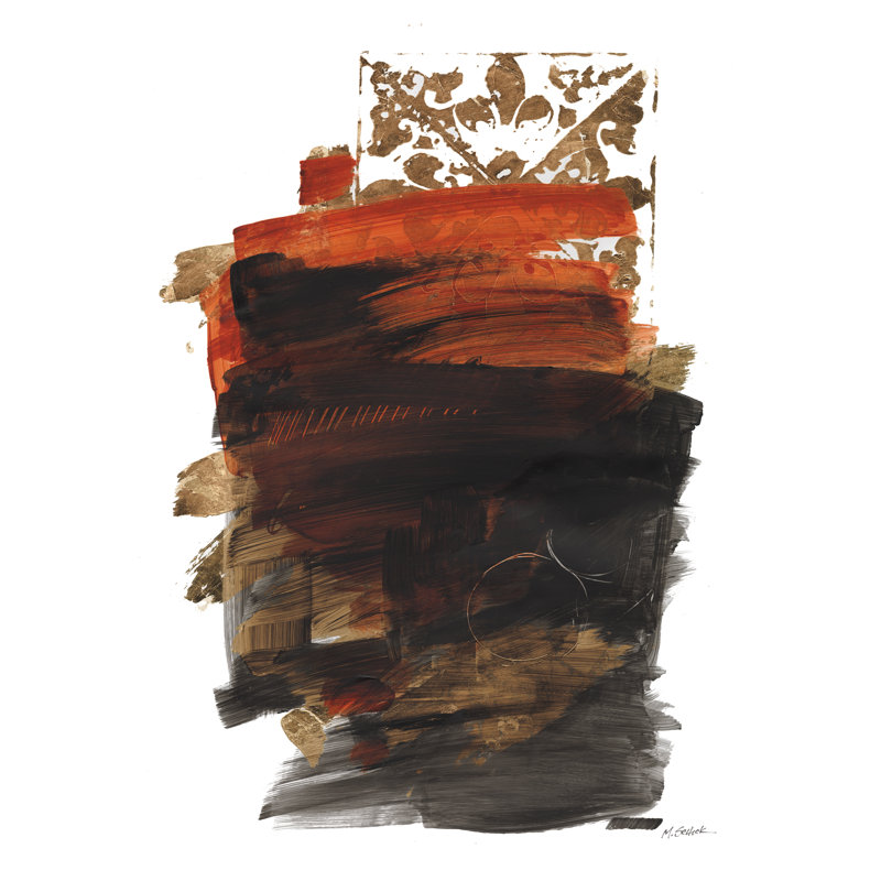 Or noir abstrait III rouge, Non, Cadre flottant noir, H 16 po x l 12 po x P 1,25 po