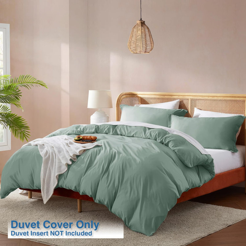 Ensemble de housse de couette en microfibre , Vert sauge