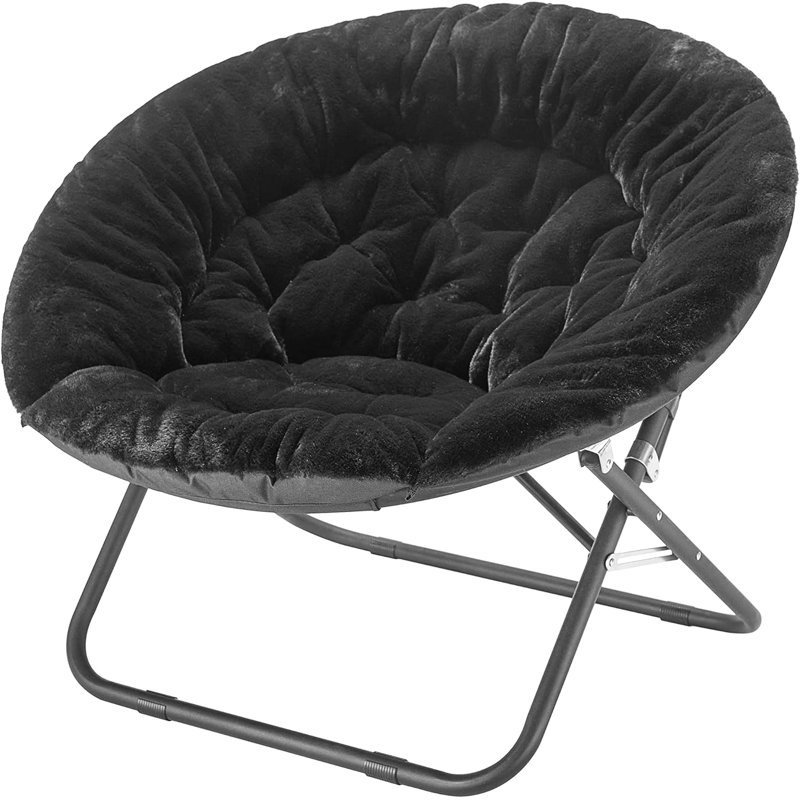  Fauteuil surdimensionné en fausse fourrure de lapin, Noir, Noir