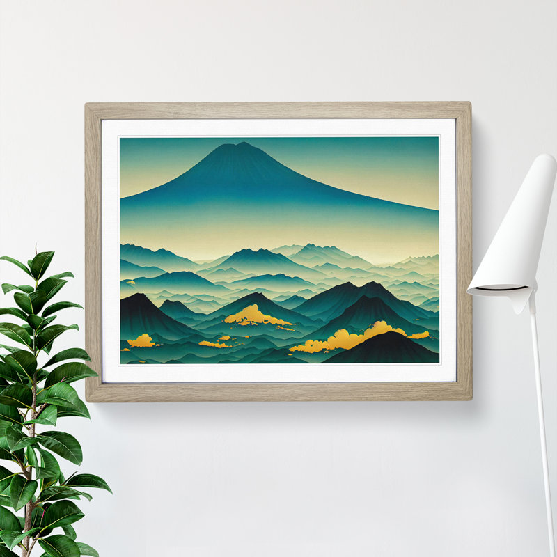 Soulful Mountain Landscape - Framed Print, 25cm H x 34cm W x 2cm D, Oak