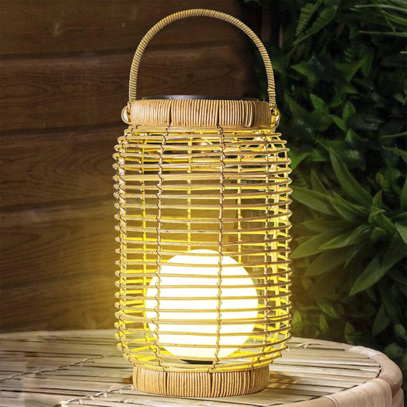 Rattan Solar Lantern Hanging with Handle