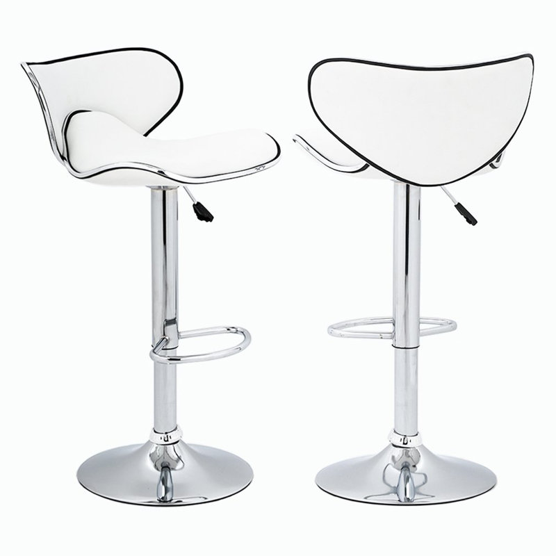 Bigler Swivel Upholstered Adjustable Height Counter Stool, White