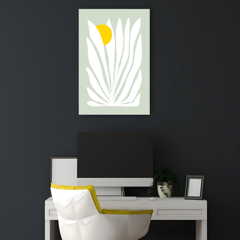Organic Sun Bloom Abstract Minimalist Modern Nature Plant Wall Art Print 1 Piece Wrapped Canvas Wall Art