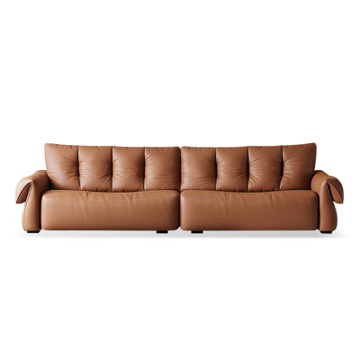 Brown Genuine Leather Modular Sofa cushion couch