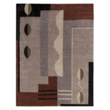 Mid Century Modern Hand Knotted Geometric Area Rug