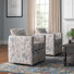 Nicha Floral Upholstered Slipcovered Swivel Barrel Chair (Set Of 2)