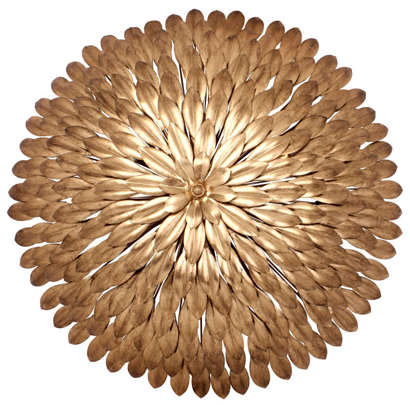 Broche 6 Light Semi Flush Mount, 6'H x 24.5"W 24.5"D, Antique Gold, 6 Lights