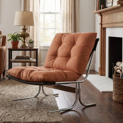 Chaise d'appoint moderne à haut dossier, chaises de salon avec pieds en métal et rembourrage doux, chaises de canapé pour le bureau personnel, la chambre à coucher et la salle à manger