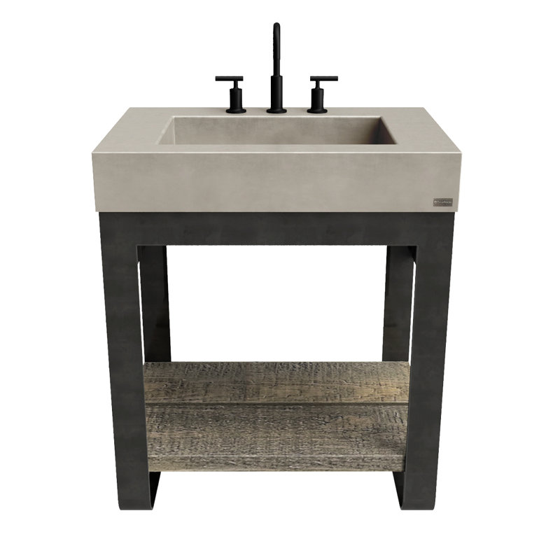 Outland 30'' W Single Vanity, Frost, Oil Rubbed Bronze, Widespread (3 Holes)