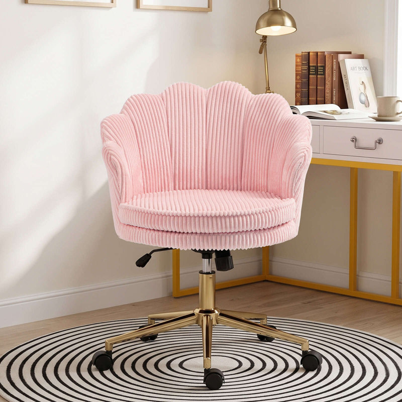 Chaise de travail en velours côtelé Belanda, Rose