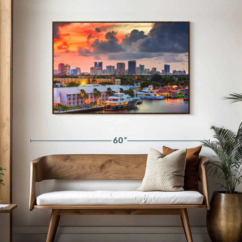 Fort Lauderdale en Floride, 46 po x 31 po, Cadre flottant noyer
