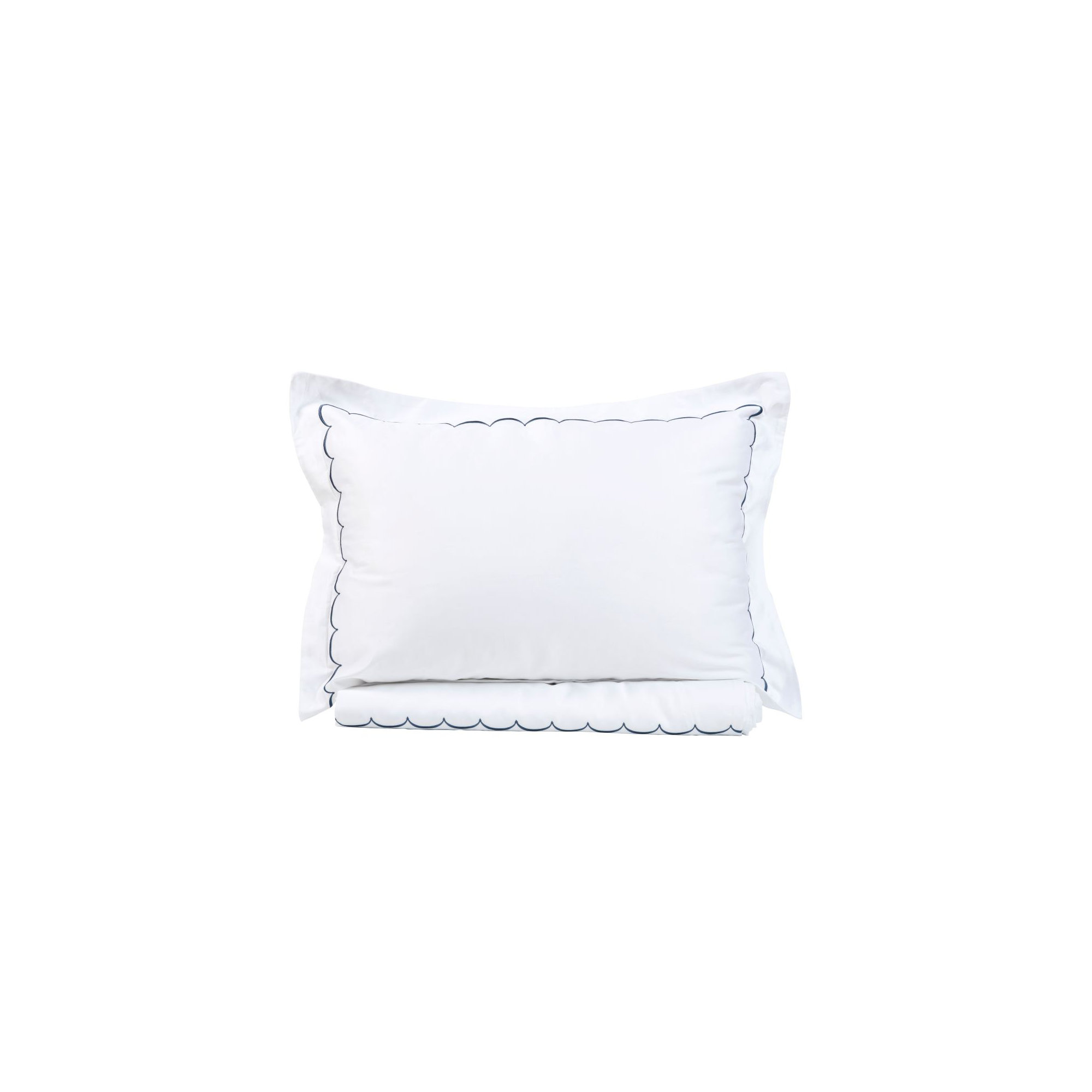 Brazier Sateen Duvet Cover Set, Queen Duvet Cover + 2 Standard Shams, Navy Blue/White