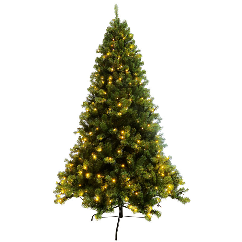 Arbre de Noël pré-éclairé, arbre de Noël articulé artificiel 7,5 pi avec 400 lumières DEL préinstallées et base pliable
