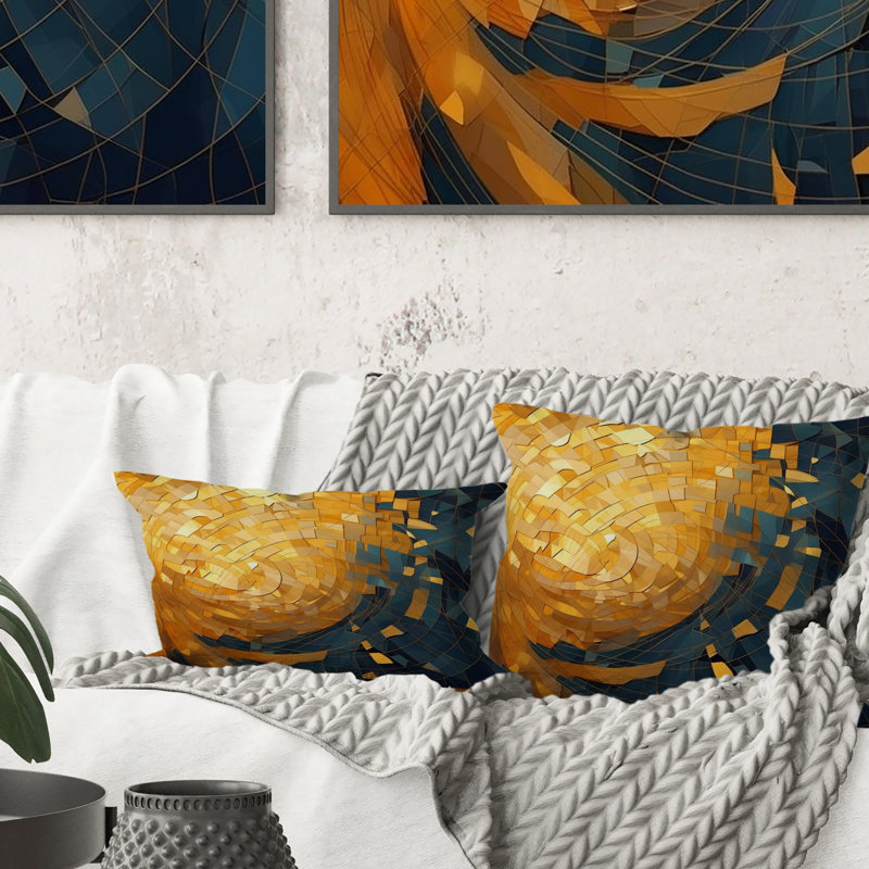 Coussin décoratif doré et noir Cubist Visions VI - Cubism