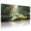 Ensemble de 3 tableaux sur toile représentant un paysage de ruisseau forestier-497807687