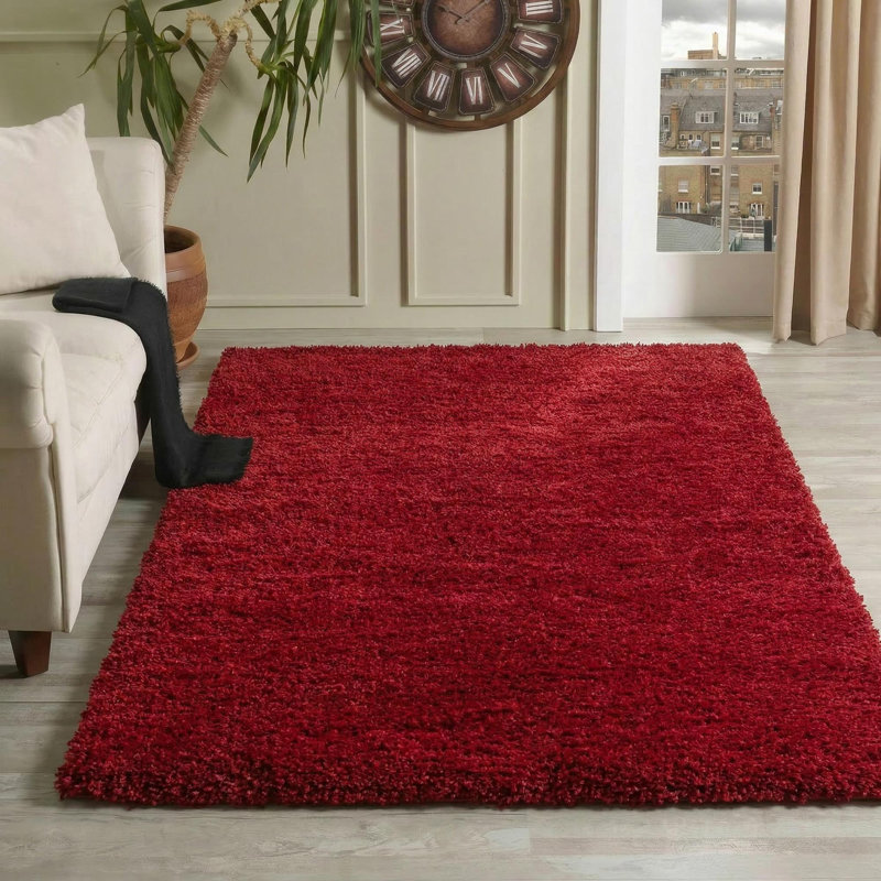 Esterly Solid Colour Shag Area Rug, Rectangle 120 x 170cm