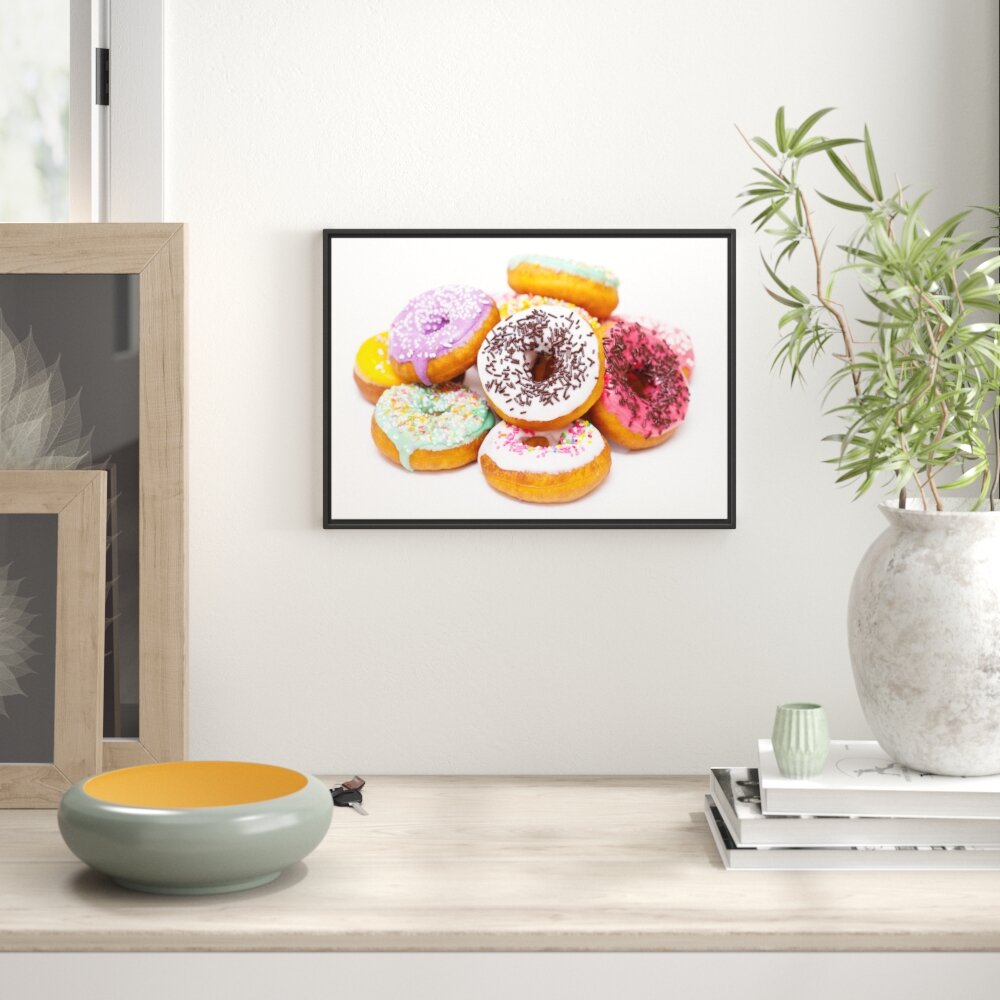 Gerahmtes Wandbild Leckere bunte Donuts