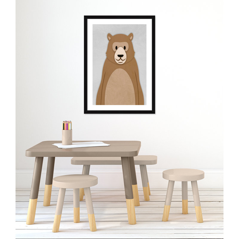 Adhésif décoratif Cheery Bear, H 34,5 po x l 24,5 po x P 0,6 po, Encadré plat noir